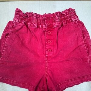 Skies are Blue elastic band denim shorts